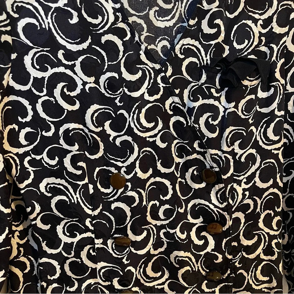 Vintage Maggie London Jeannene Booher Silk Dress Black Double Breast padded 12 - Picture 4 of 11